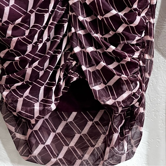 ASTR The Label Long Sleeve Demi Top Women’s Size Large Wine-Pink Geo Ruched - Picture 10 of 15